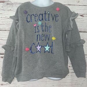 Girls Creative Ruffled Sleeve Sweatshirt
